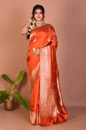 Orange Pure Katan Saree - Keya Seth Exclusive