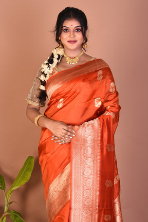 Orange Pure Katan Saree - Keya Seth Exclusive