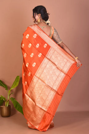 Orange Pure Katan Saree - Keya Seth Exclusive