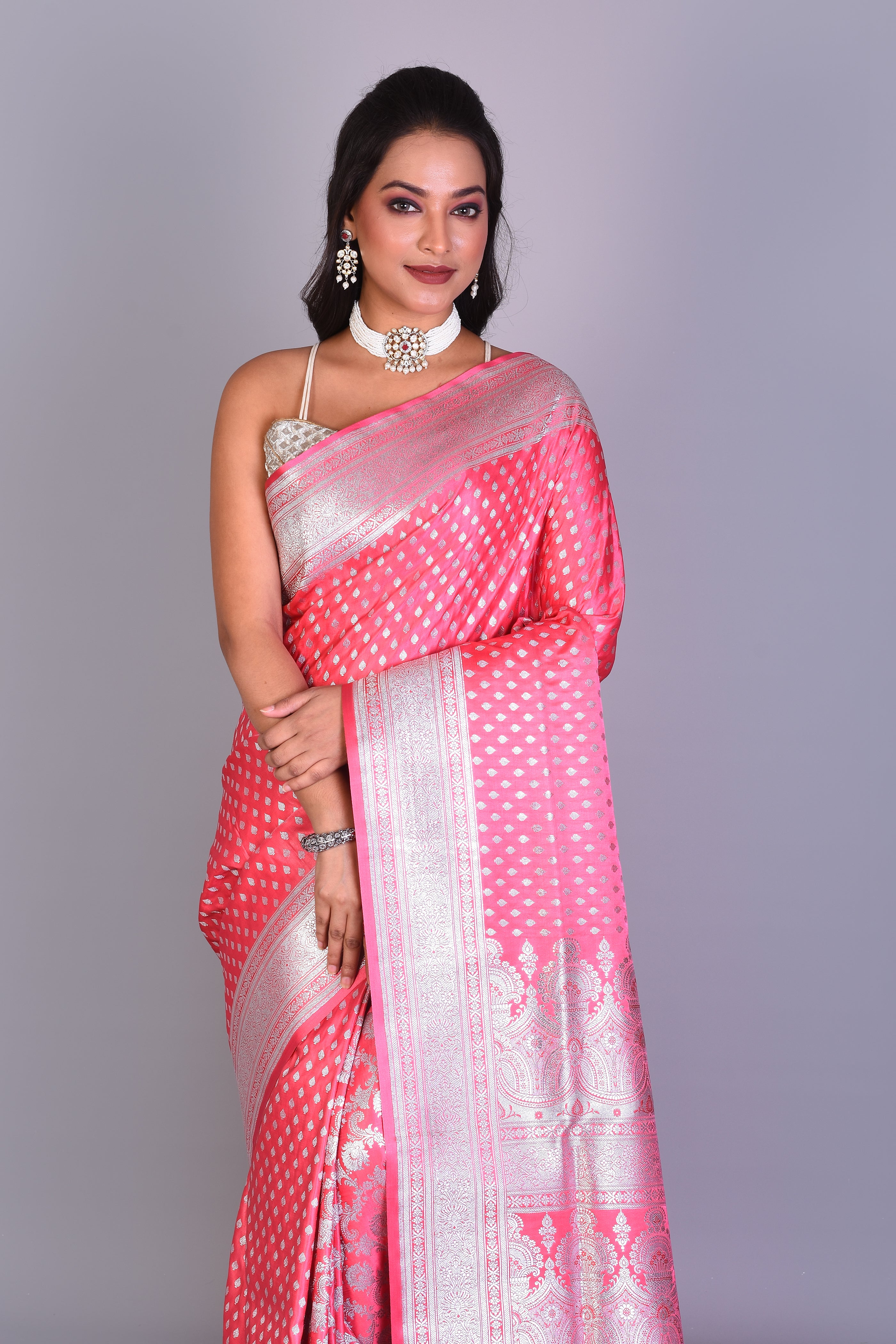 Pink Banarasi Saree with Blouse Piece - Keya Seth Exclusive