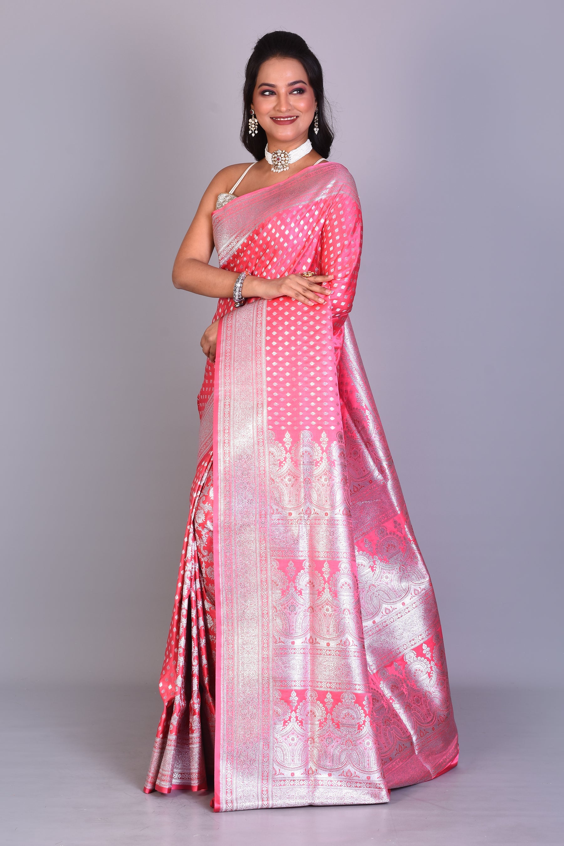 Pink Banarasi Saree with Blouse Piece - Keya Seth Exclusive