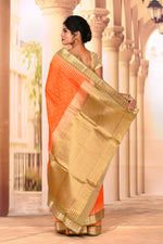 Load image into Gallery viewer, Orange Semi Silk Saree - Keya Seth Exclusive
