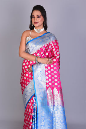 Pink Patli Pallu Banarasi Saree with Blouse Piece - Keya Seth Exclusive