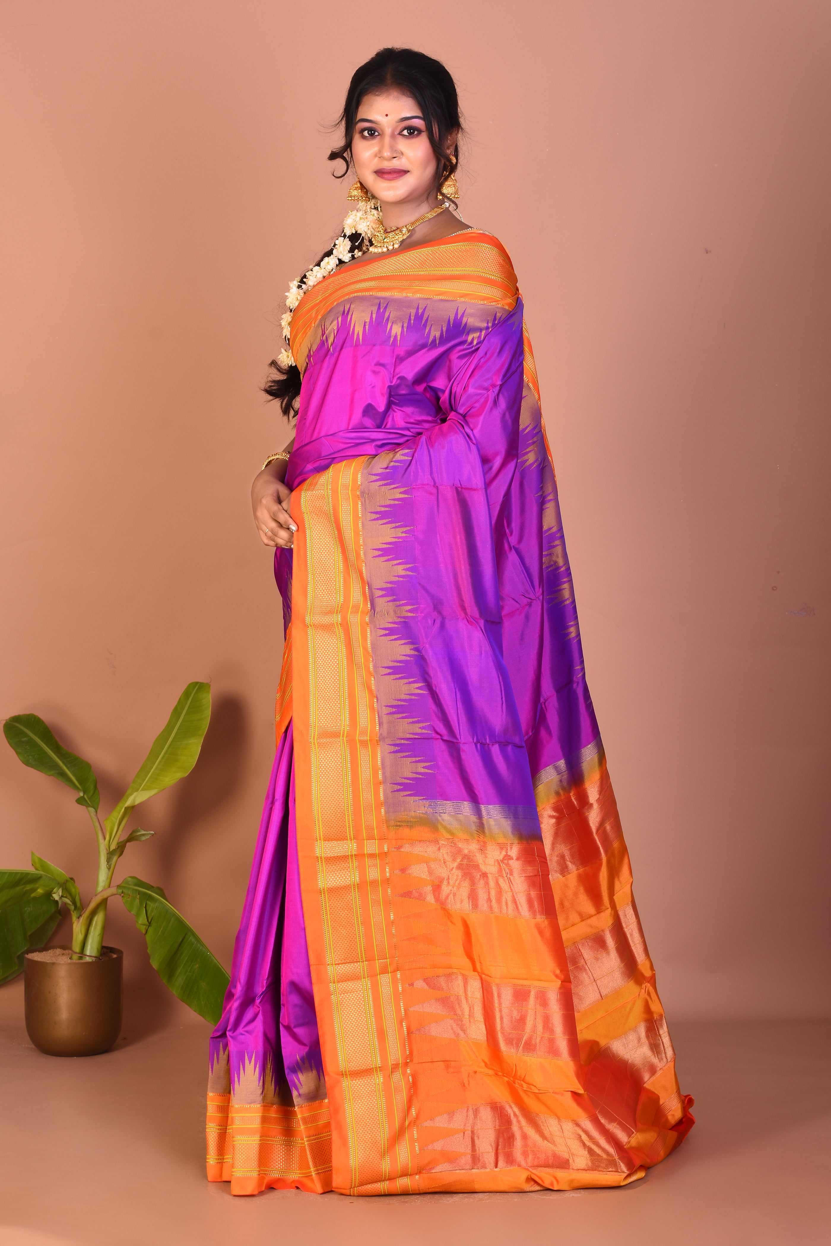 Purple Pure Kanjivaram Silk Saree - Keya Seth Exclusive