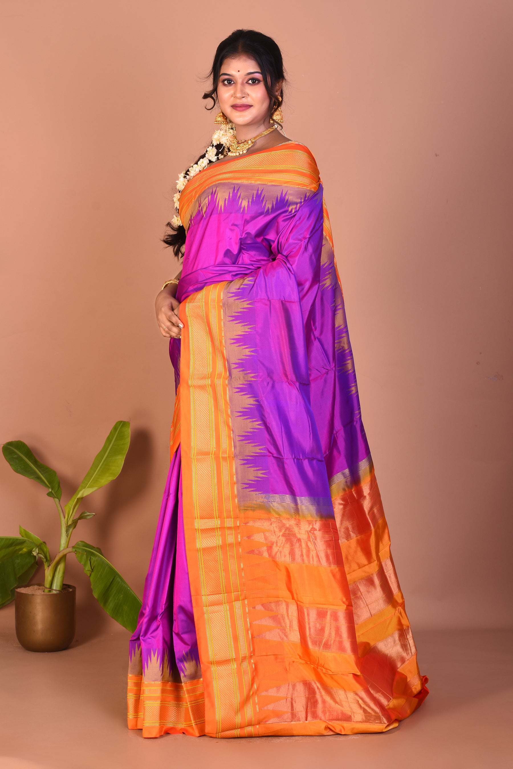 Purple Pure Kanjivaram Silk Saree - Keya Seth Exclusive