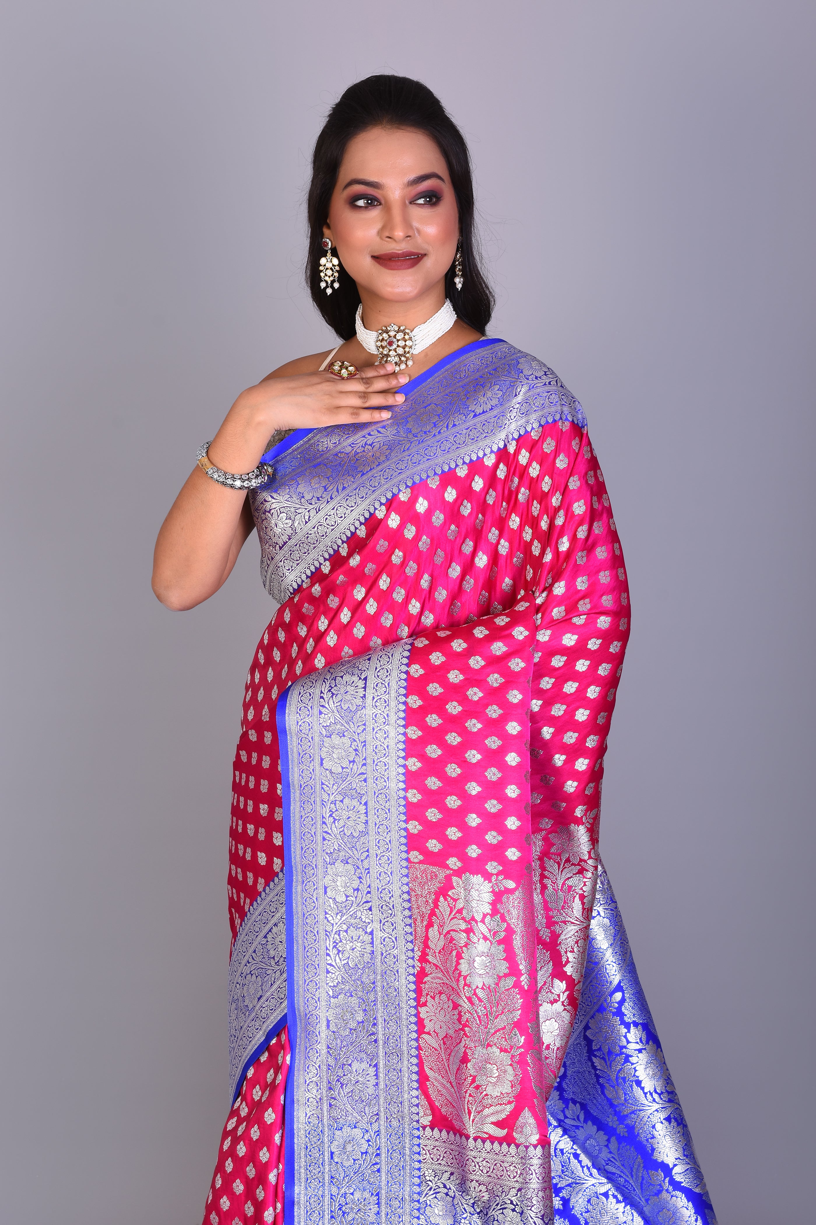 Pink Banarasi Saree with Blouse Piece - Keya Seth Exclusive