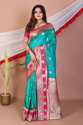 Rama Green Blended Mashru Silk - Keya Seth Exclusive