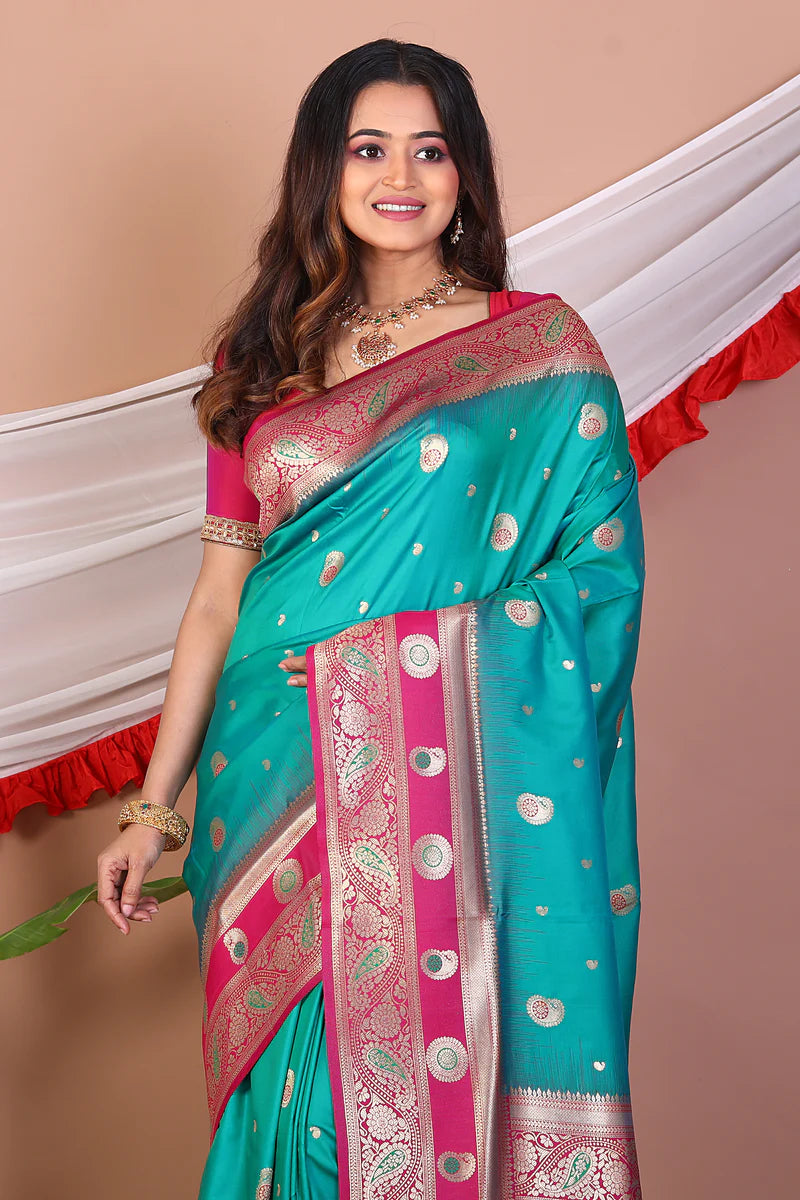 Rama Green Blended Mashru Silk - Keya Seth Exclusive