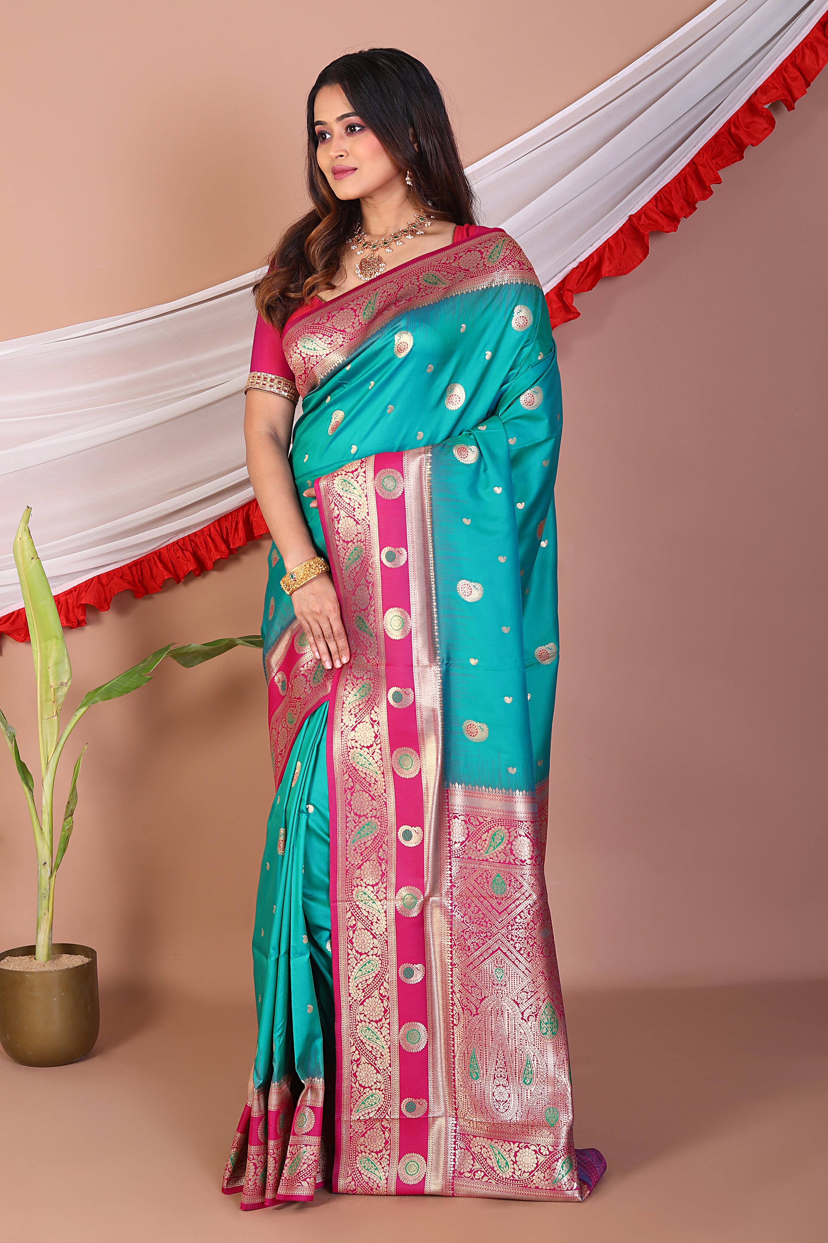 Rama Green Blended Mashru Silk - Keya Seth Exclusive