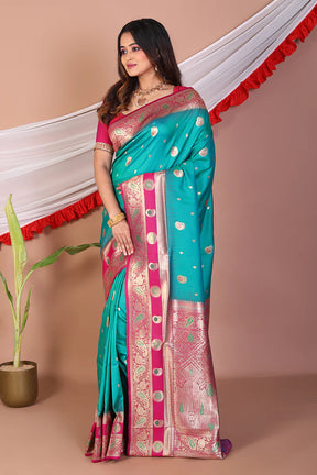 Rama Green Blended Mashru Silk - Keya Seth Exclusive