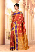 Load image into Gallery viewer, Rust Purple Semi Silk Saree - Keya Seth Exclusive
