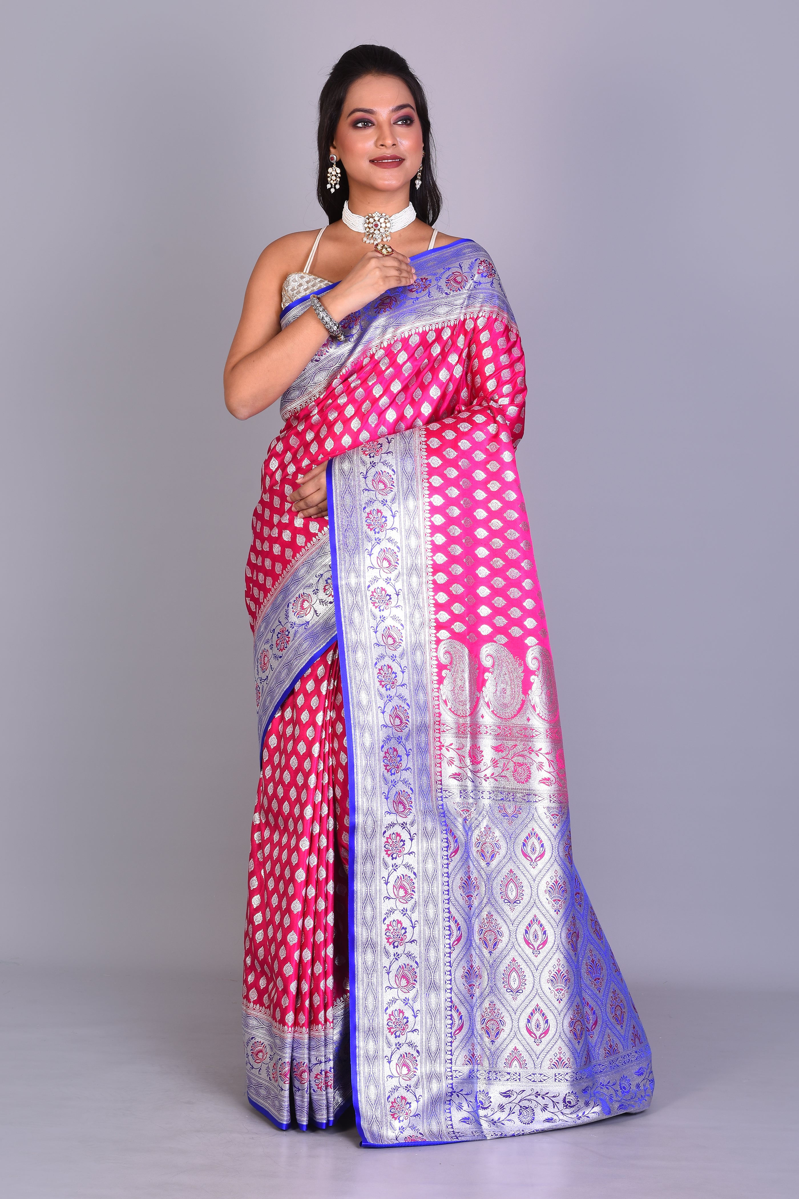 Pink Patli Pallu Banarasi Saree with Blouse Piece - Keya Seth Exclusive