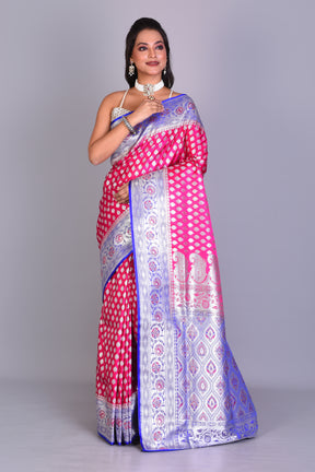 Pink Patli Pallu Banarasi Saree with Blouse Piece - Keya Seth Exclusive