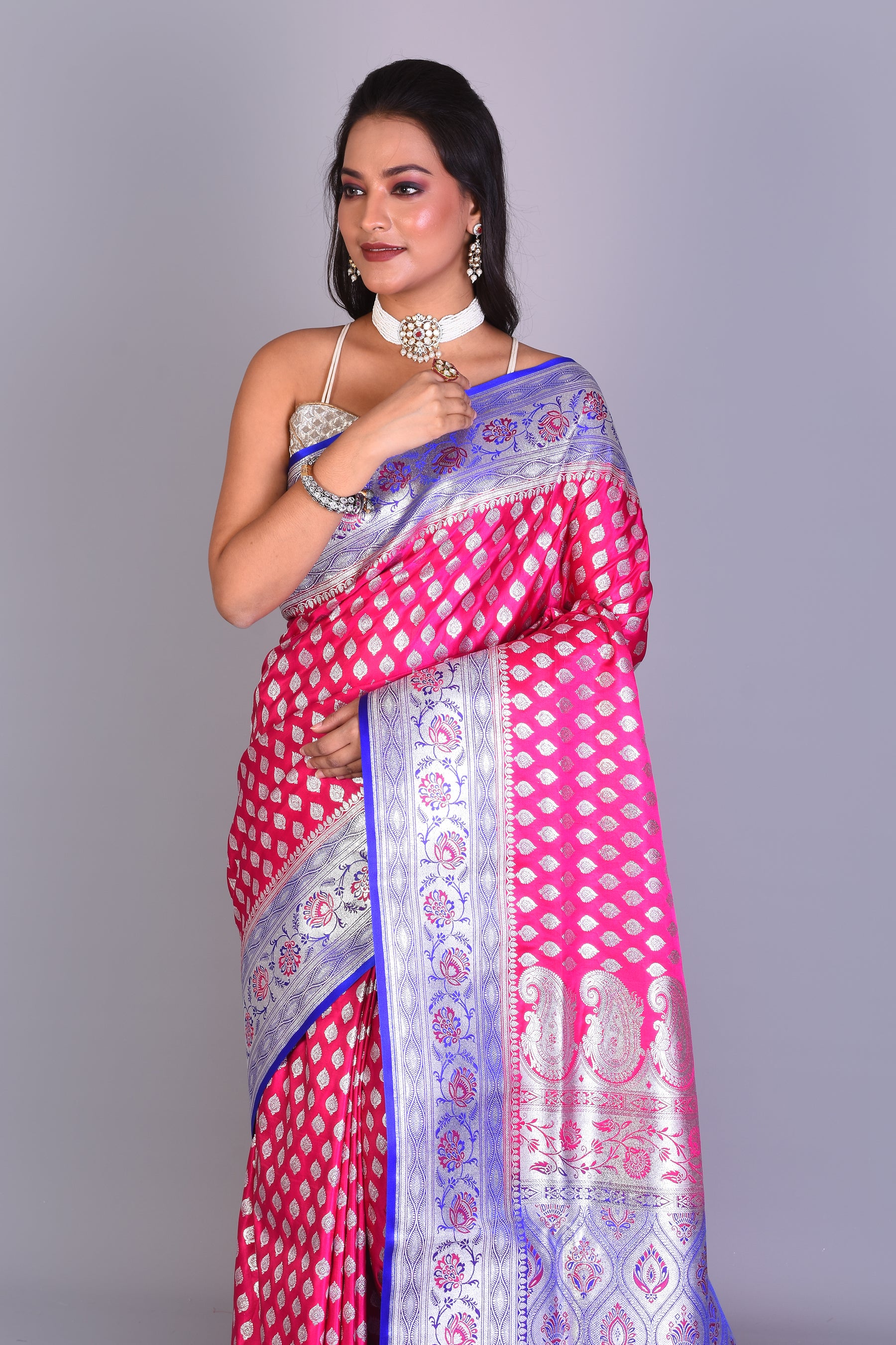 Pink Patli Pallu Banarasi Saree with Blouse Piece - Keya Seth Exclusive