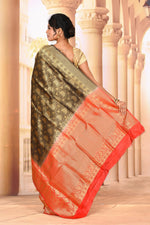 Load image into Gallery viewer, Black Red Semi Silk Saree - Keya Seth Exclusive
