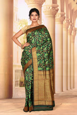 Load image into Gallery viewer, Black Green Semi Silk Saree - Keya Seth Exclusive
