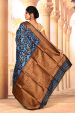 Load image into Gallery viewer, Blue Black Semi Silk Saree - Keya Seth Exclusive
