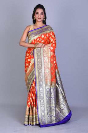 Orange Banarasi Saree with Blouse Piece - Keya Seth Exclusive