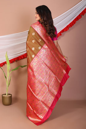 Olive Blended Mashru Silk Saree - Keya Seth Exclusive