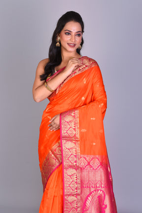 Orange Pure Kanjivaram Saree with Blouse Piece - Keya Seth Exclusive