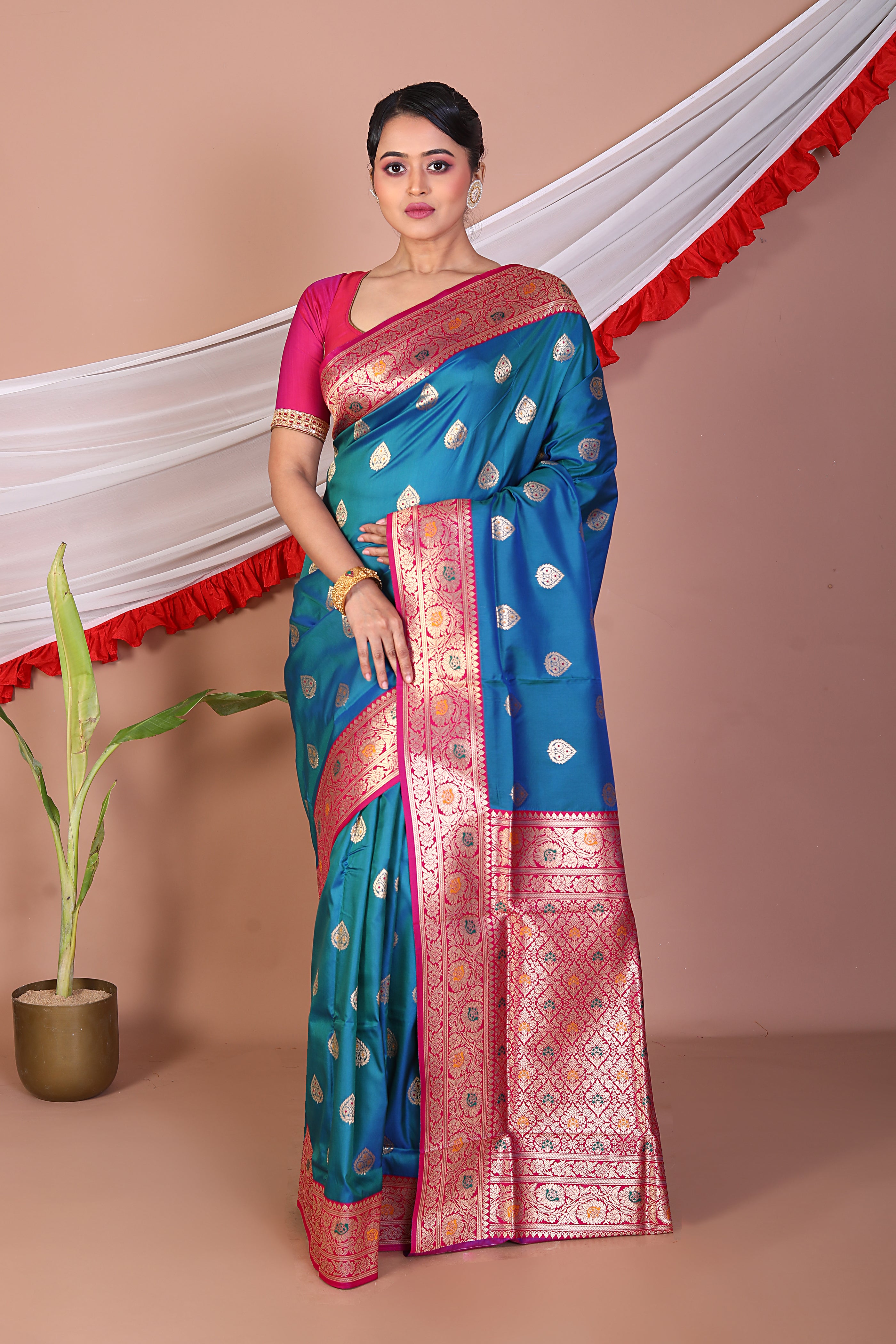 Blue Blended Mashru Silk Saree - Keya Seth Exclusive