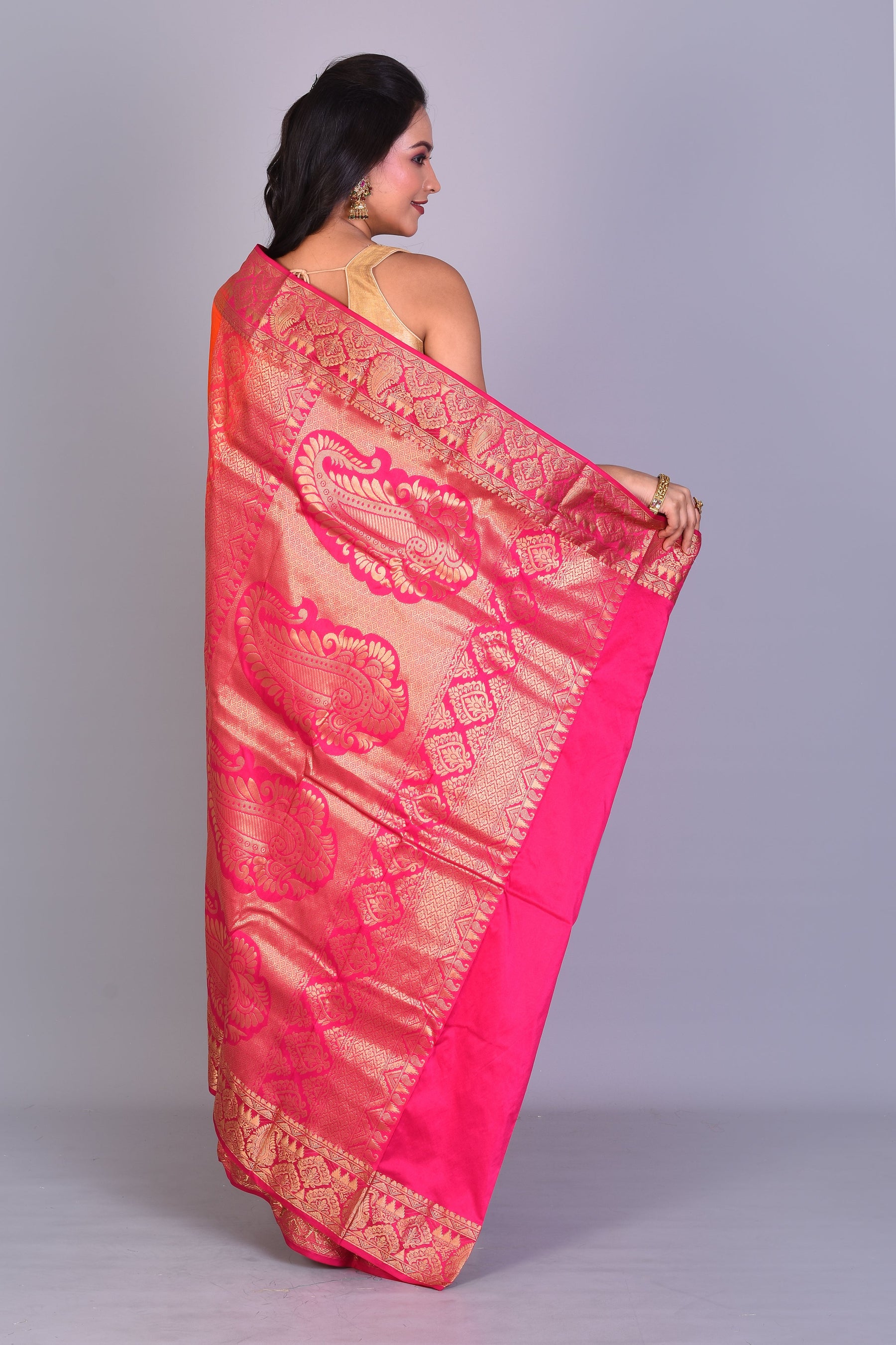 Orange Pure Kanjivaram Saree with Blouse Piece - Keya Seth Exclusive