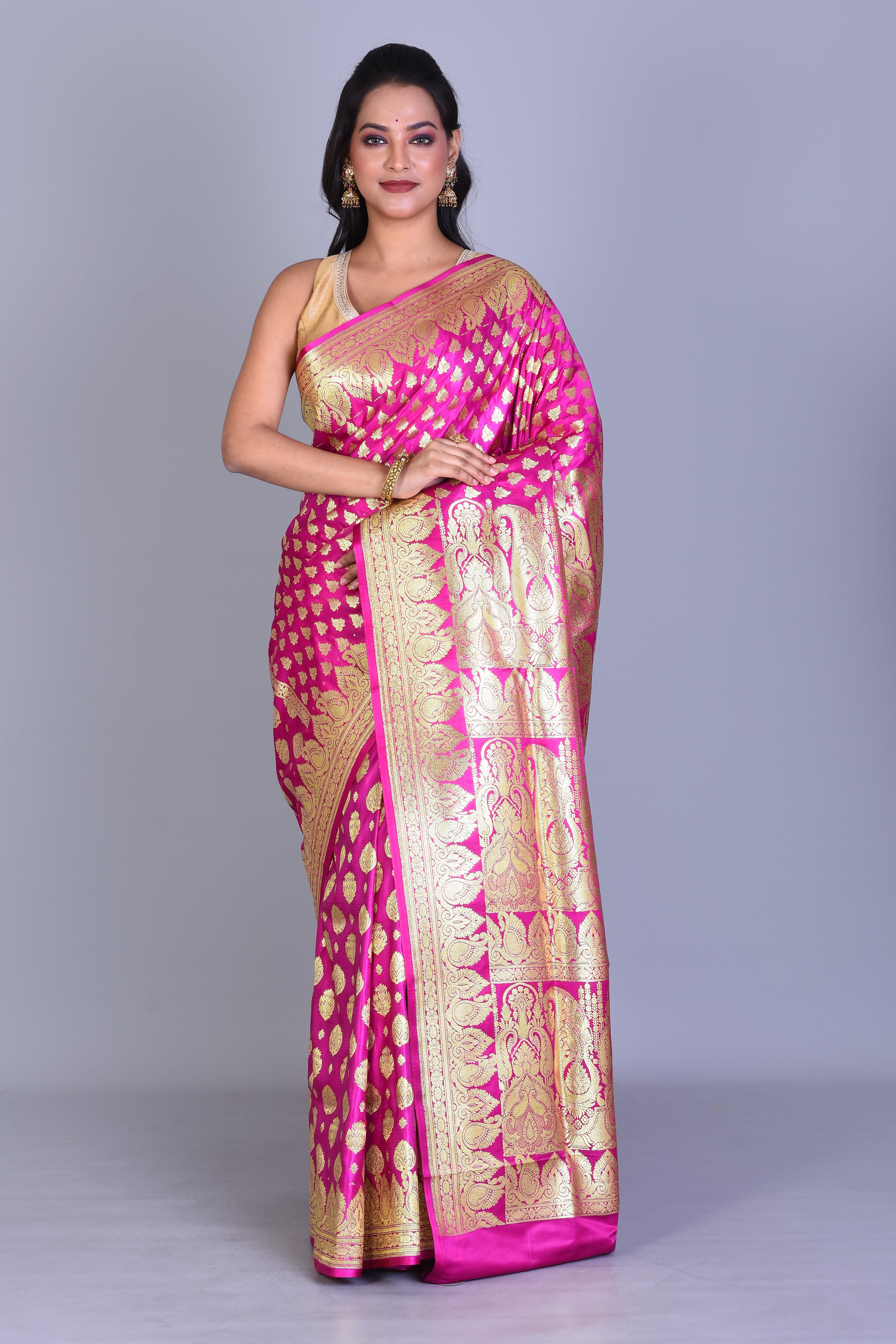 Pink Half & Half Banarasi Saree with Blouse Piece - Keya Seth Exclusive