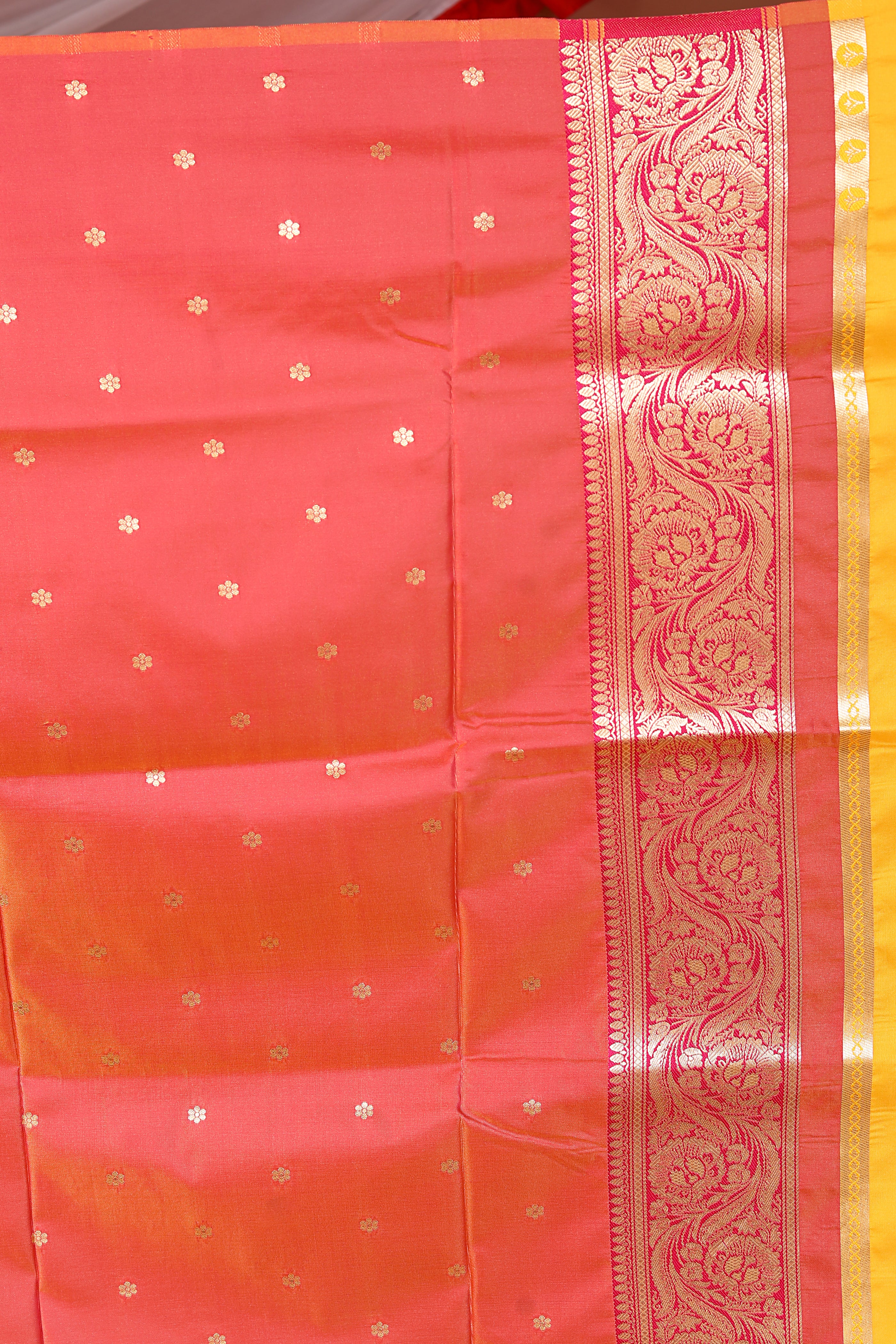 Mustard Blended Mashru Silk Saree - Keya Seth Exclusive