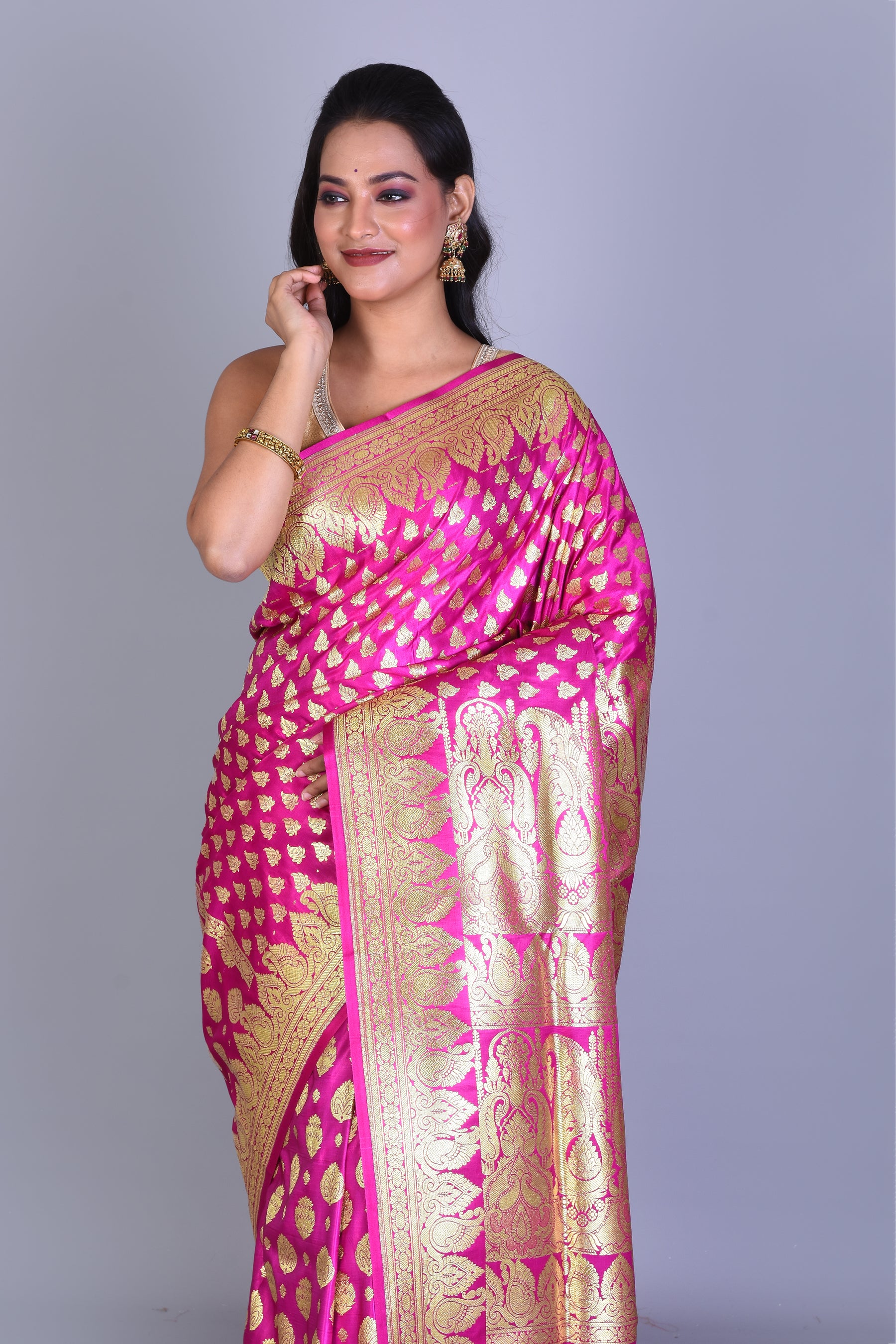 Pink Half & Half Banarasi Saree with Blouse Piece - Keya Seth Exclusive