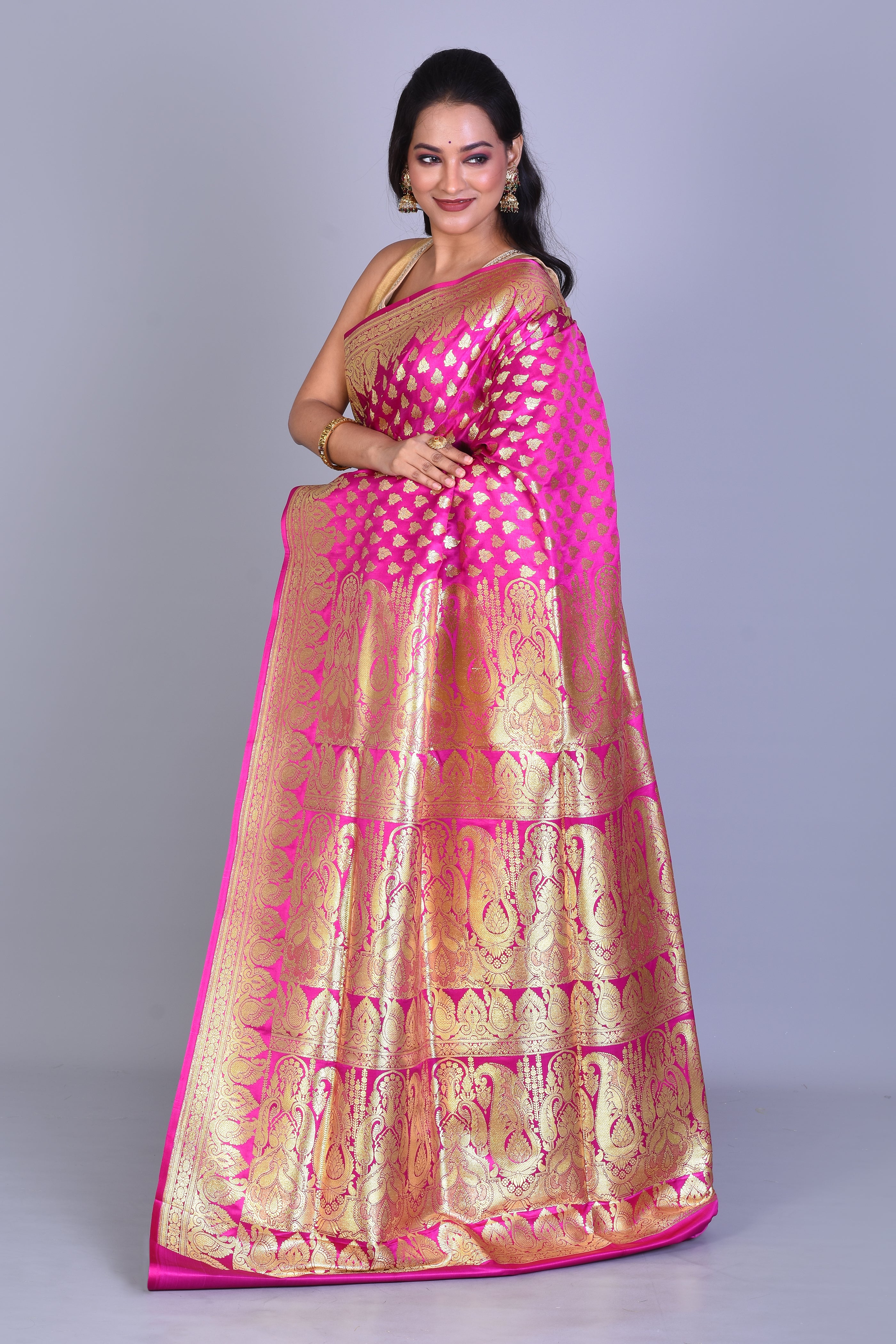 Pink Half & Half Banarasi Saree with Blouse Piece - Keya Seth Exclusive