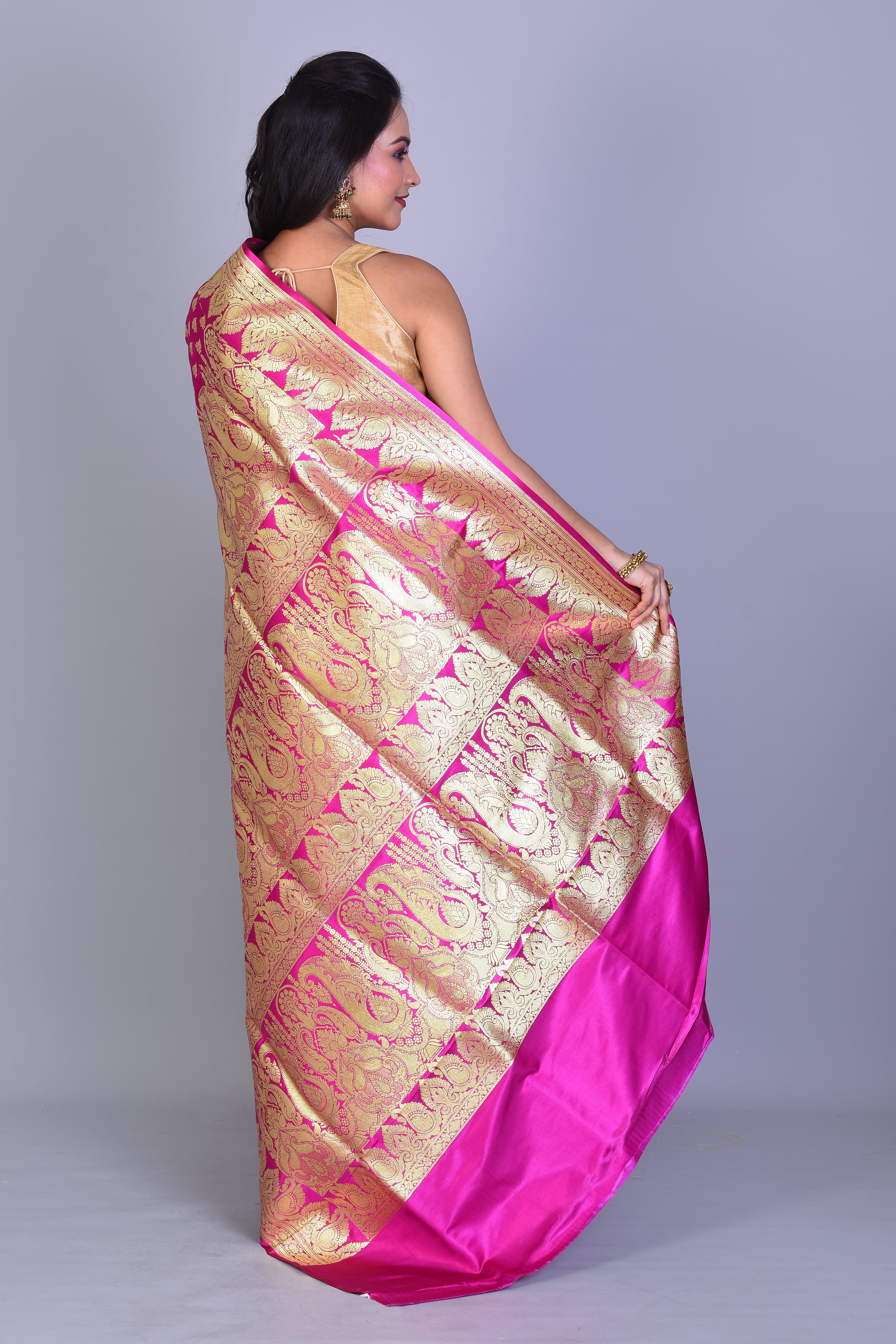 Pink Half & Half Banarasi Saree with Blouse Piece - Keya Seth Exclusive