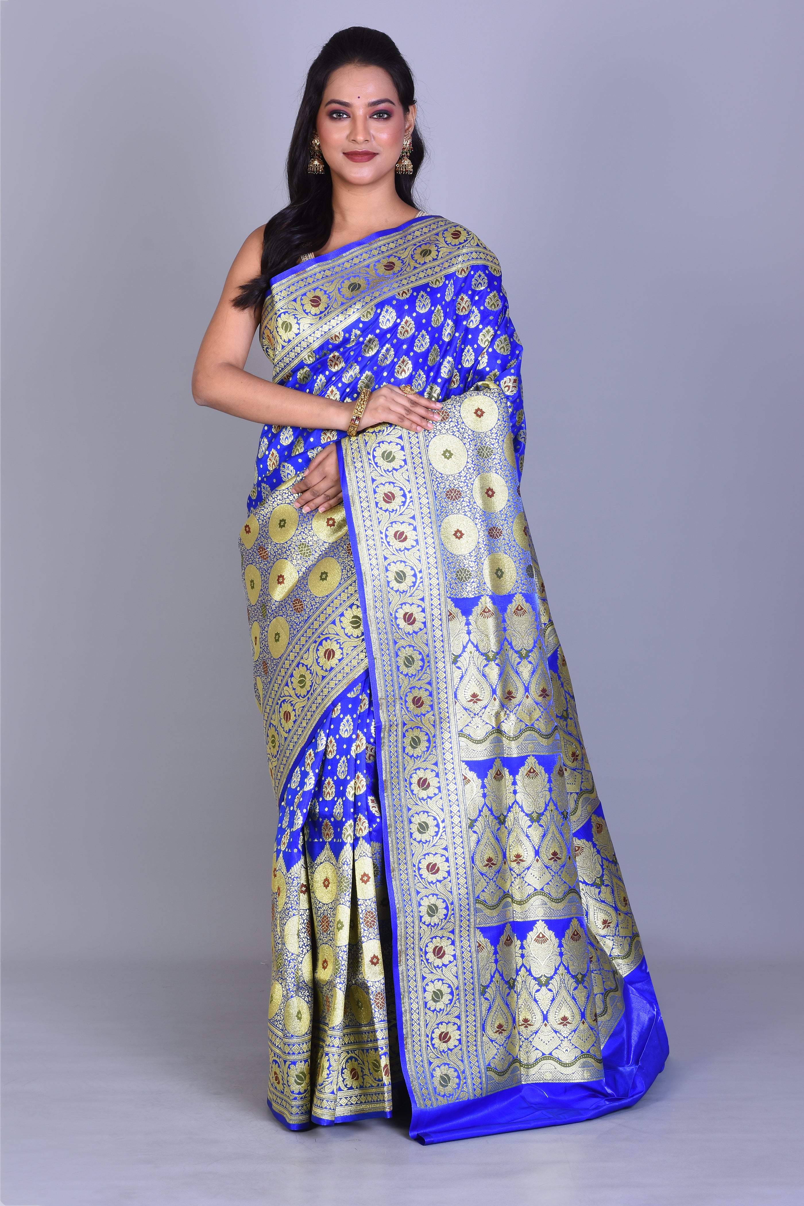 Royal Blue Half & Half Banarasi Saree with Blouse Piece - Keya Seth Exclusive