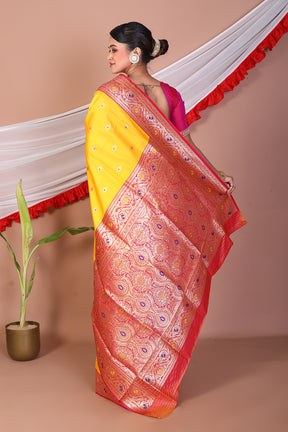 Mustard Blended Mashru Silk Saree - Keya Seth Exclusive