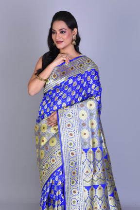 Royal Blue Half & Half Banarasi Saree with Blouse Piece - Keya Seth Exclusive