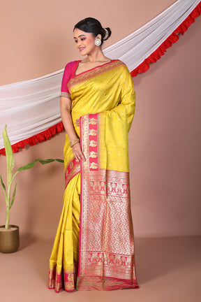 Lemon Blended Mashru Silk Saree - Keya Seth Exclusive