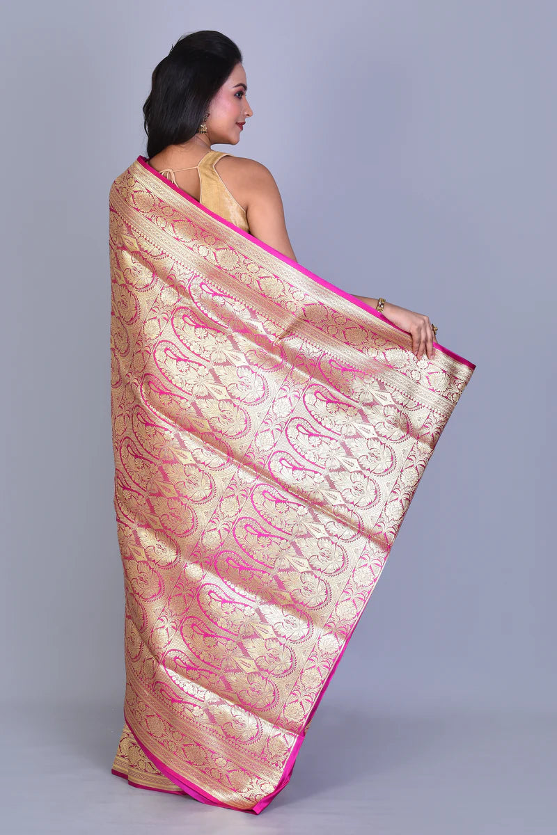 Pink Banarasi Saree with Blouse Piece - Keya Seth Exclusive