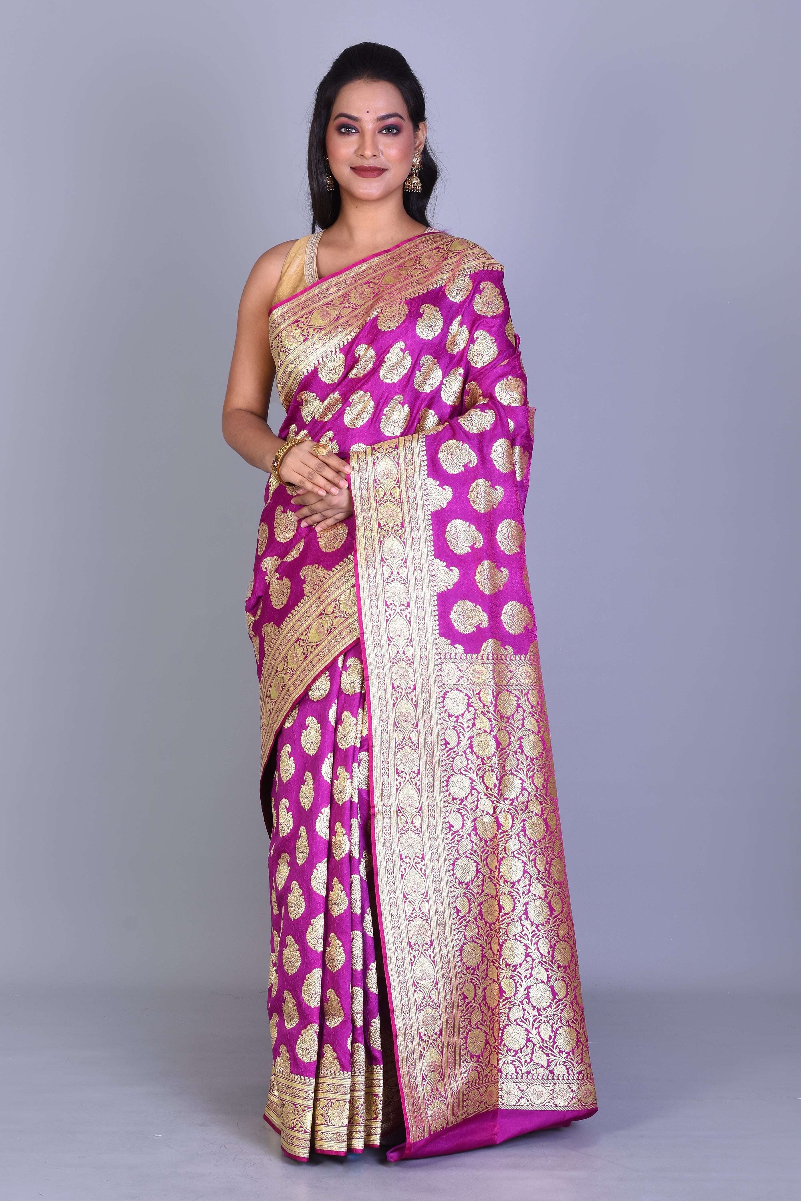 Magenta Banarasi Saree with Blouse Piece - Keya Seth Exclusive