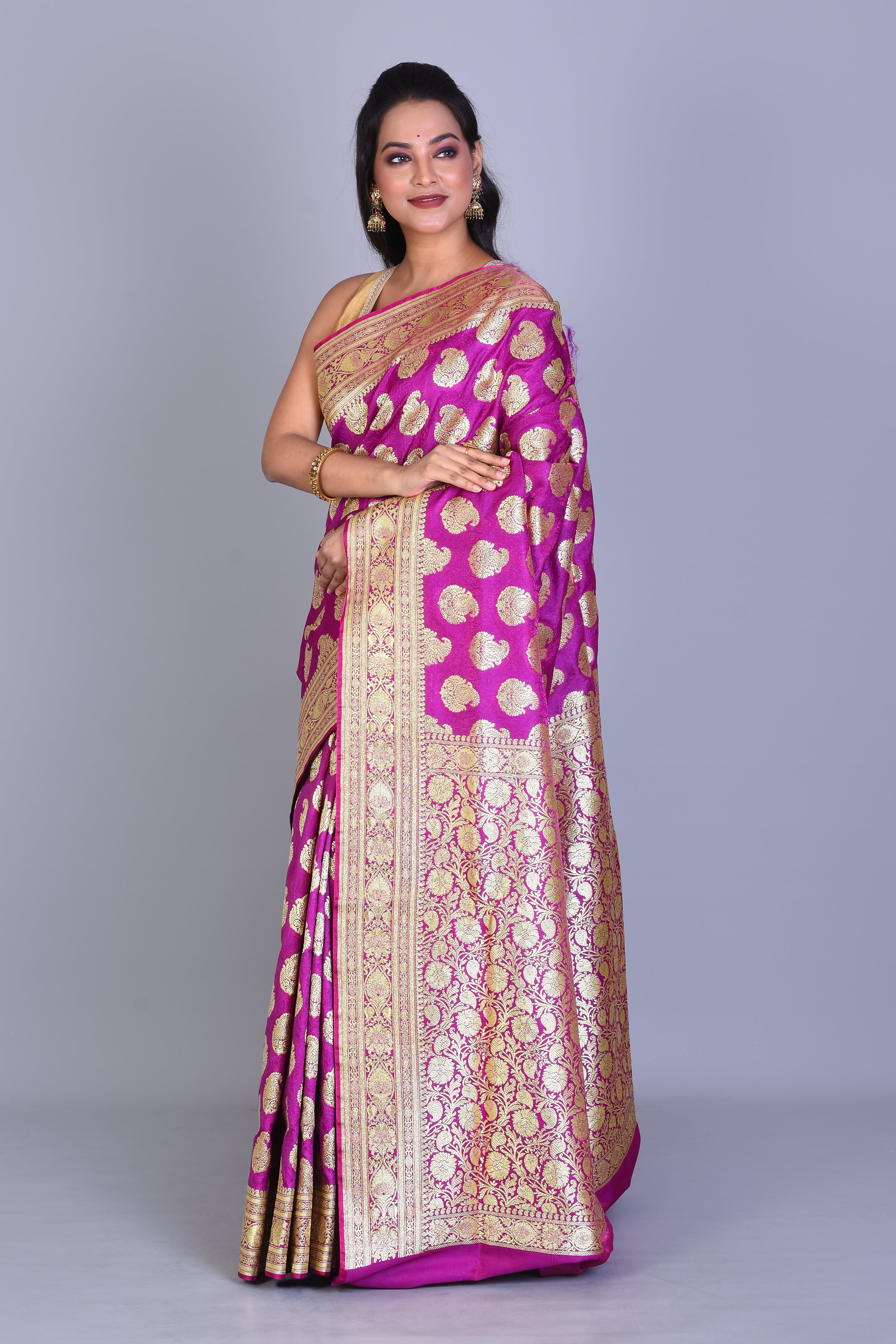 Magenta Banarasi Saree with Blouse Piece - Keya Seth Exclusive