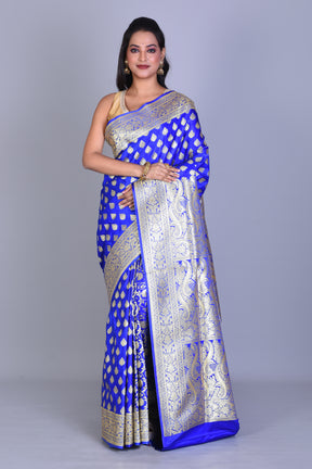 Royal Blue Patli Pallu Banarasi Saree with Blouse Piece - Keya Seth Exclusive