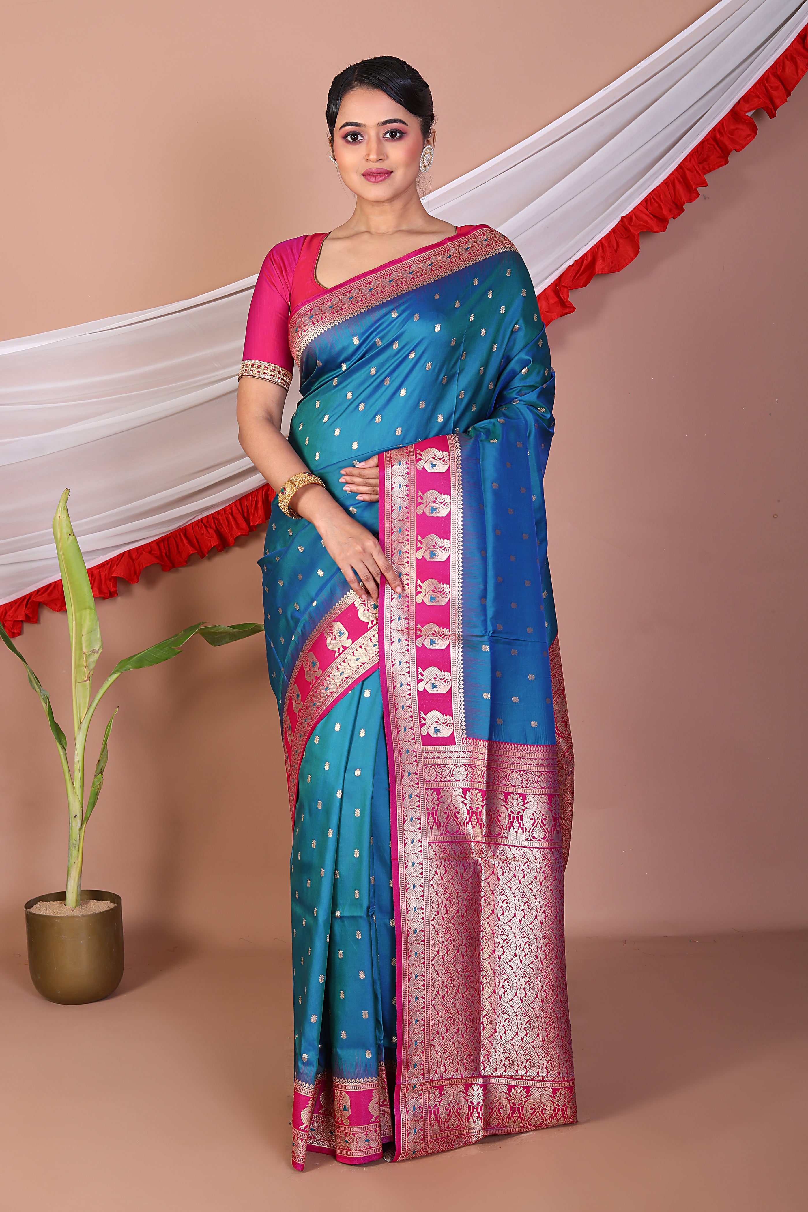 Blue Blended Mashru Silk Saree - Keya Seth Exclusive
