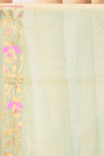 Load image into Gallery viewer, Lightweight Pastel Green Muslin Saree - Keya Seth Exclusive
