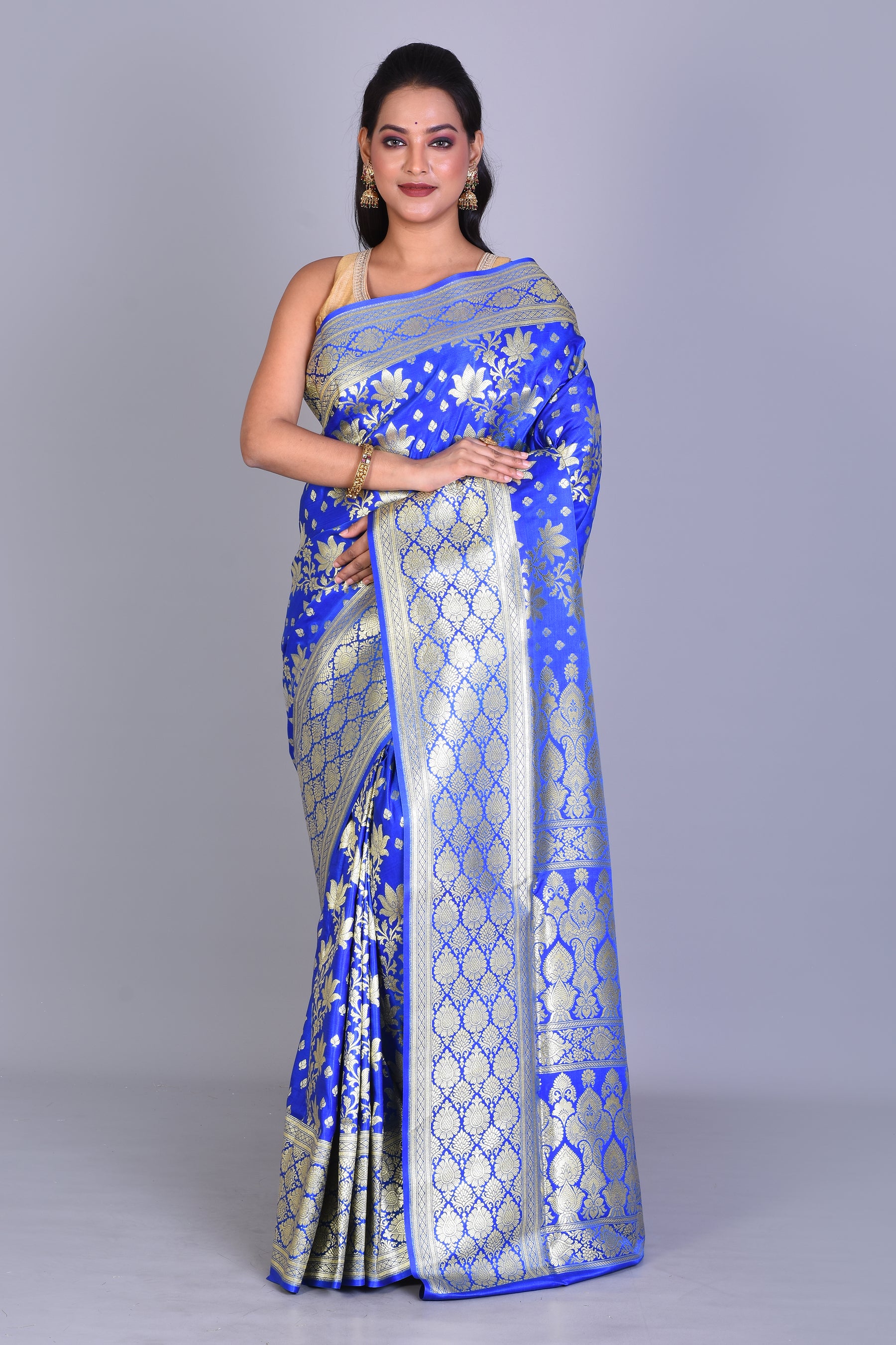 Royal Blue Banarasi Saree with Blouse Piece - Keya Seth Exclusive