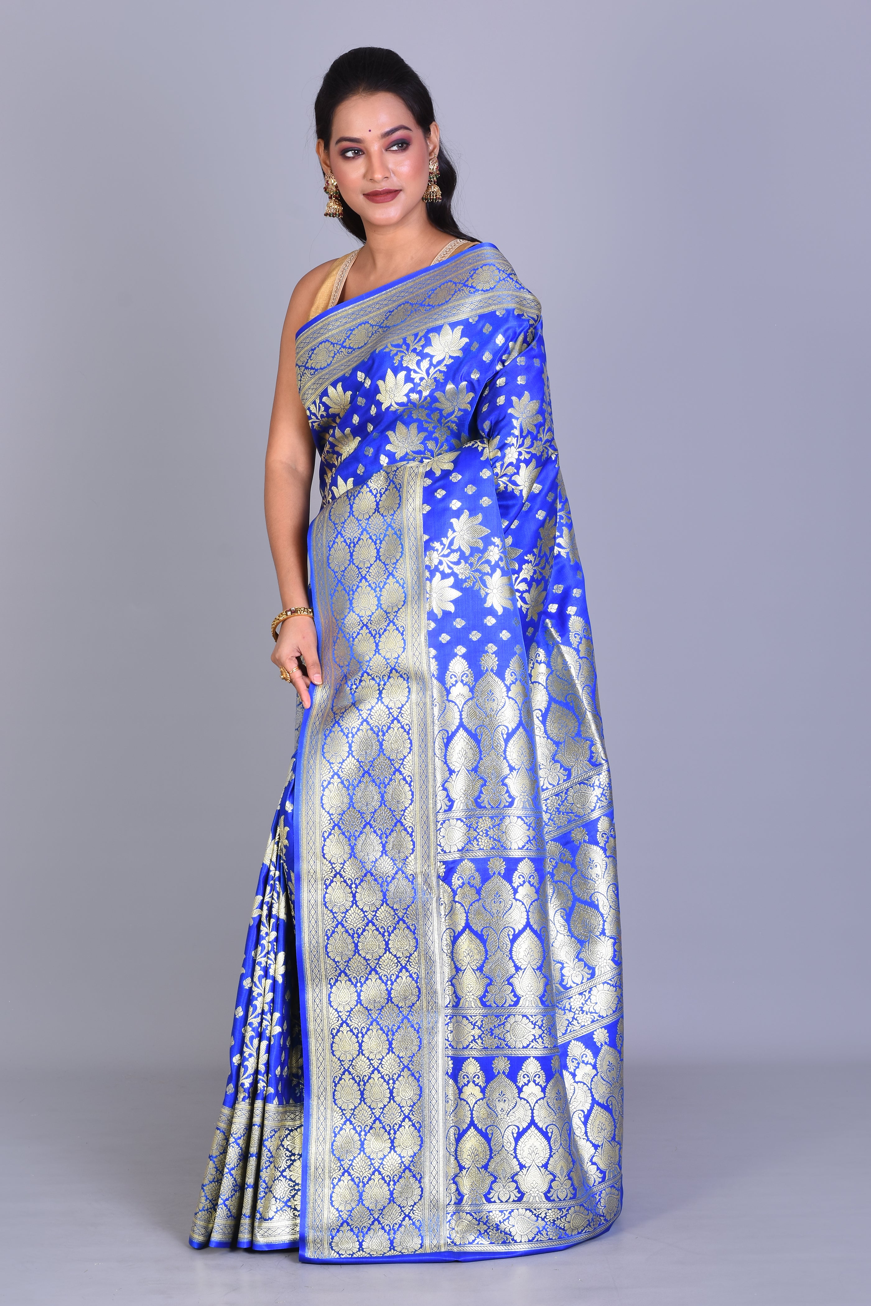 Royal Blue Banarasi Saree with Blouse Piece - Keya Seth Exclusive