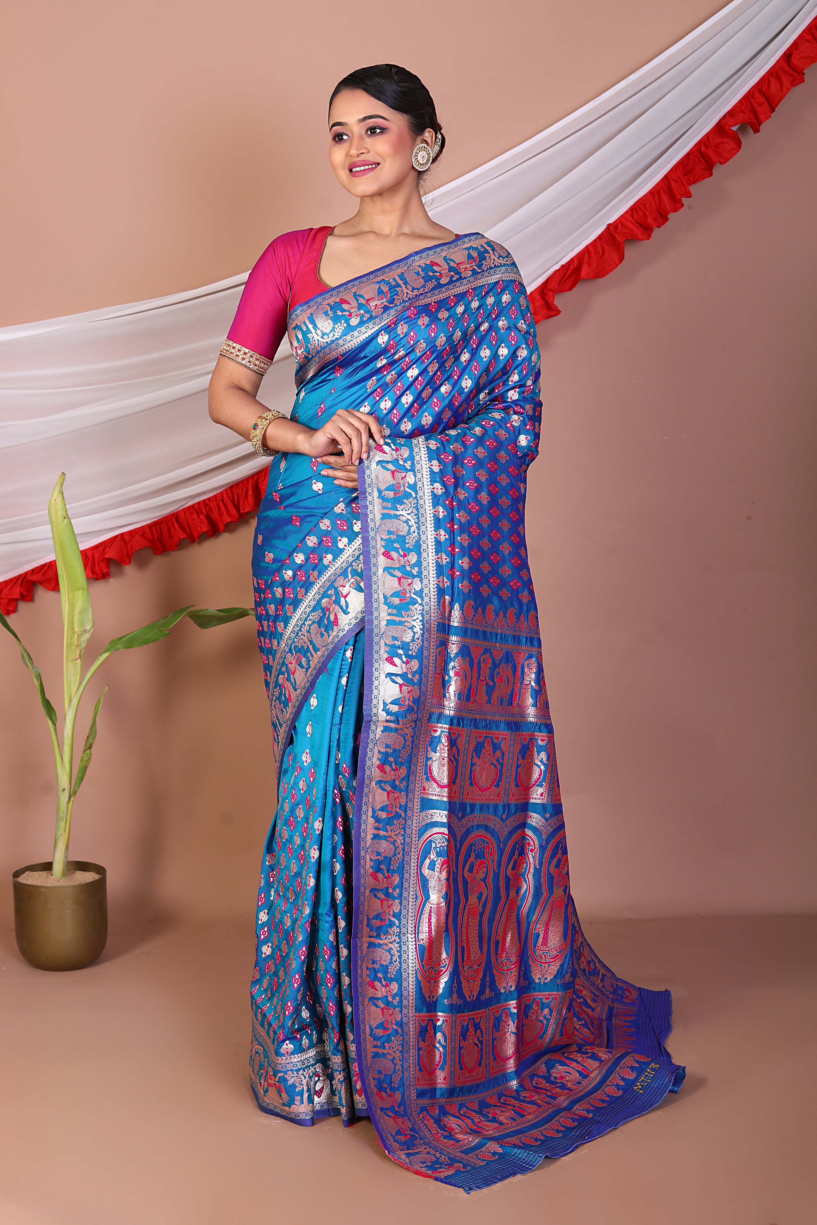Blue Blended Baluchari Saree - Keya Seth Exclusive