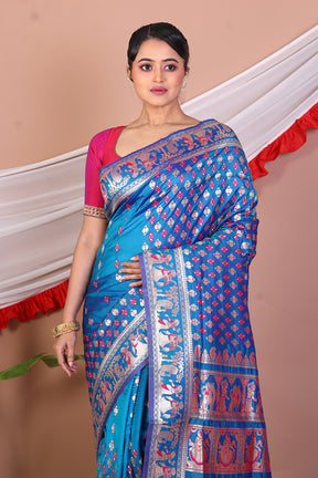 Blue Blended Baluchari Saree - Keya Seth Exclusive