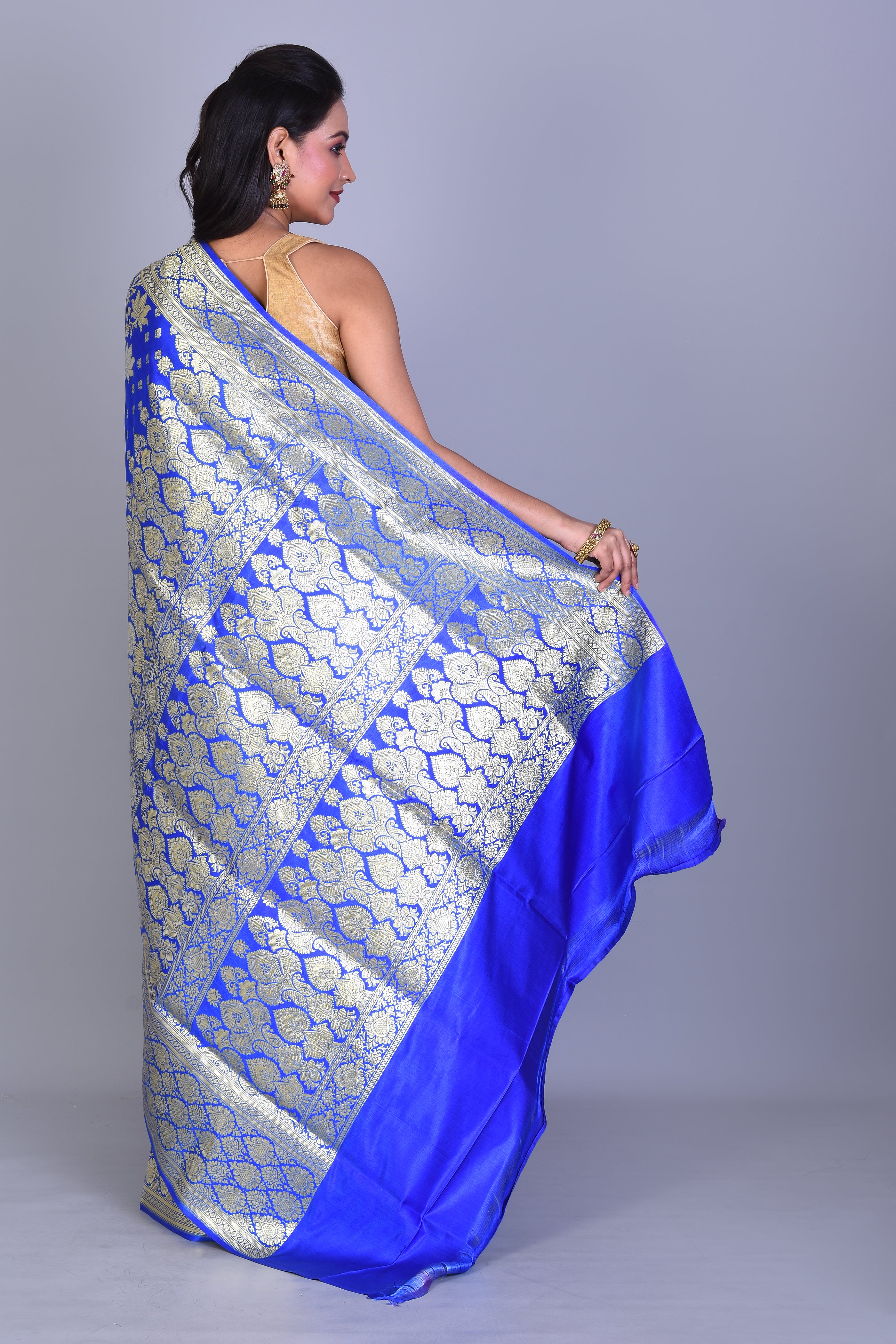 Royal Blue Banarasi Saree with Blouse Piece - Keya Seth Exclusive