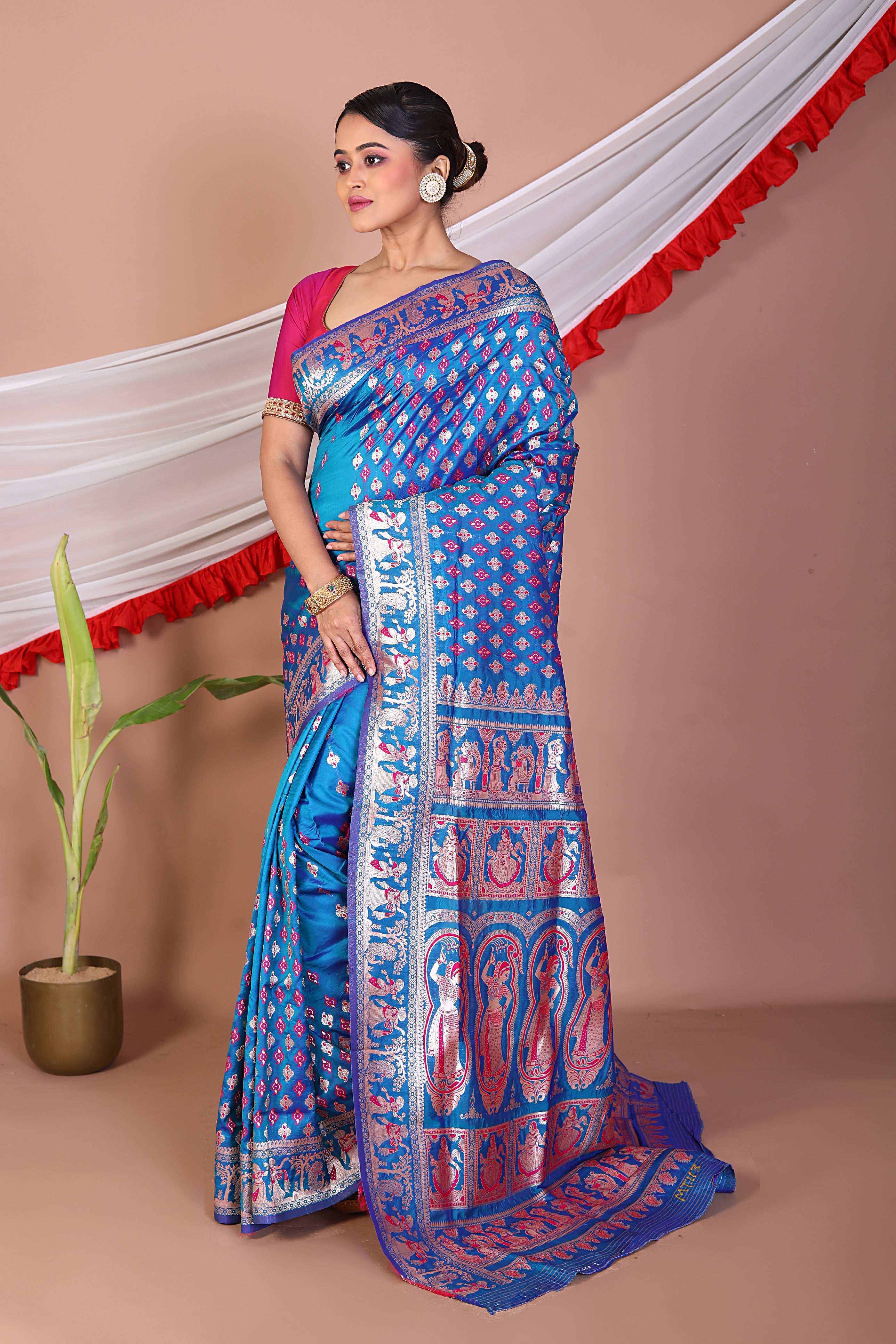 Blue Blended Baluchari Saree - Keya Seth Exclusive