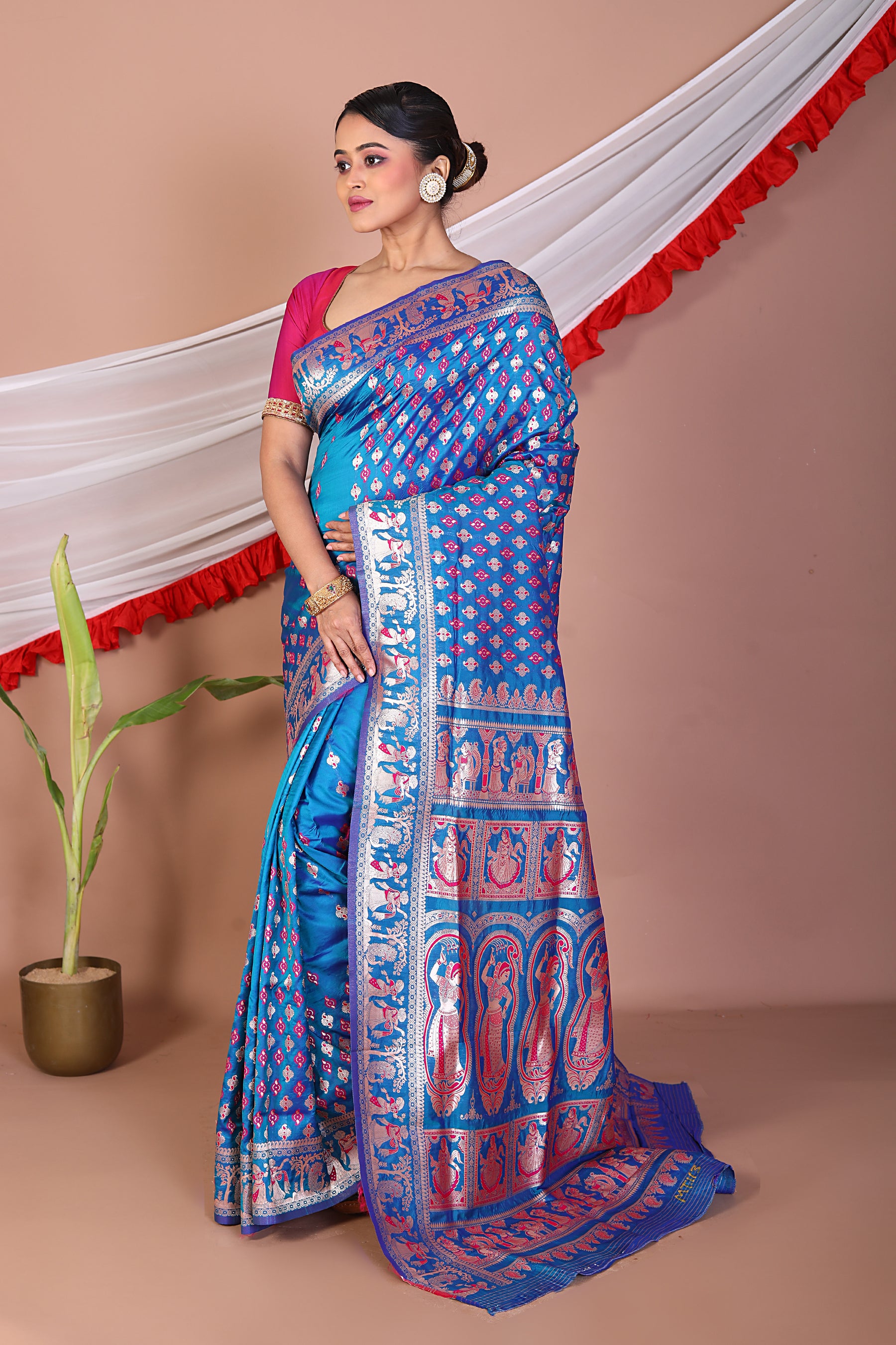 Blue Blended Baluchari Saree - Keya Seth Exclusive