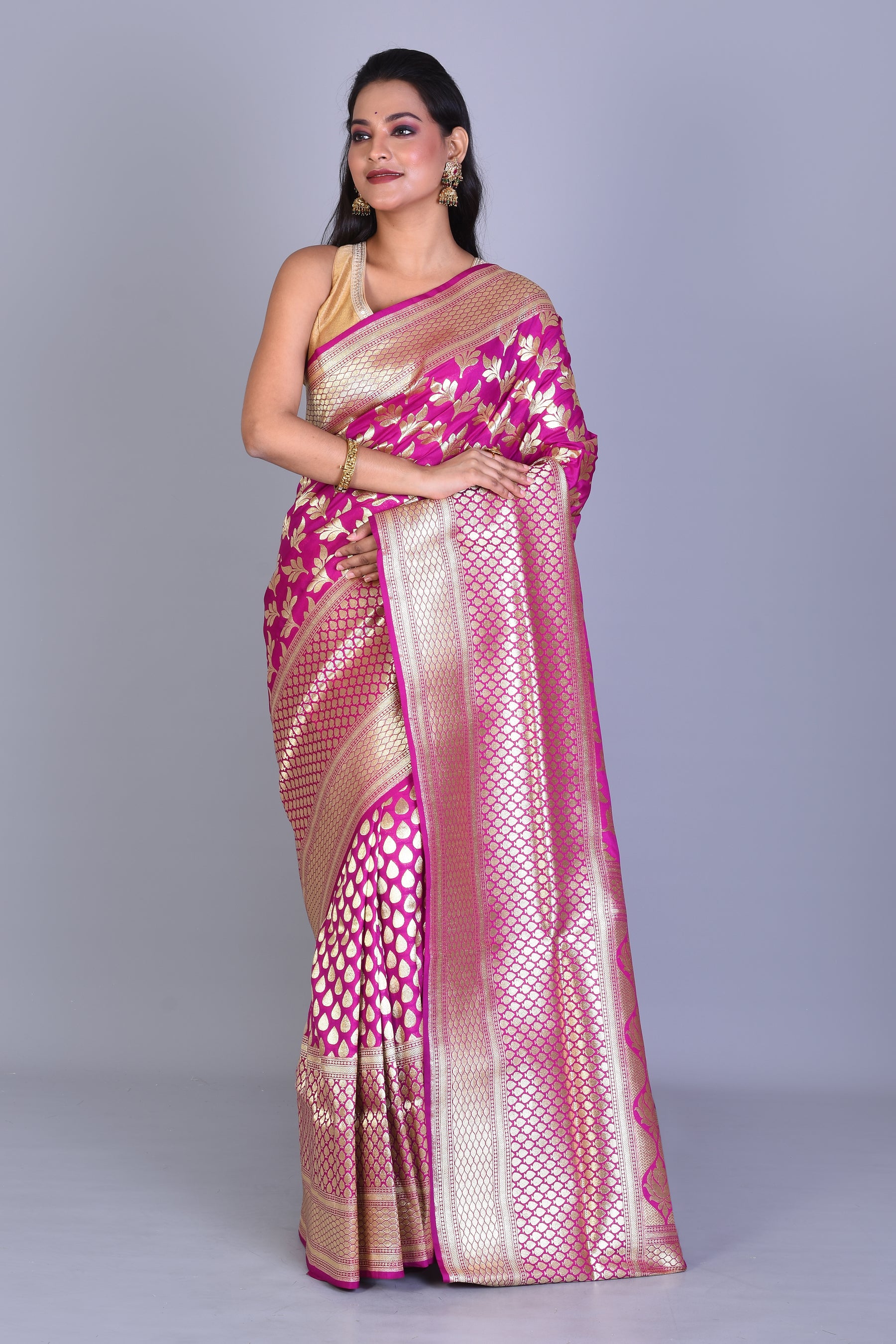 Pink Half & Half Banarasi Saree with Blouse Piece - Keya Seth Exclusive