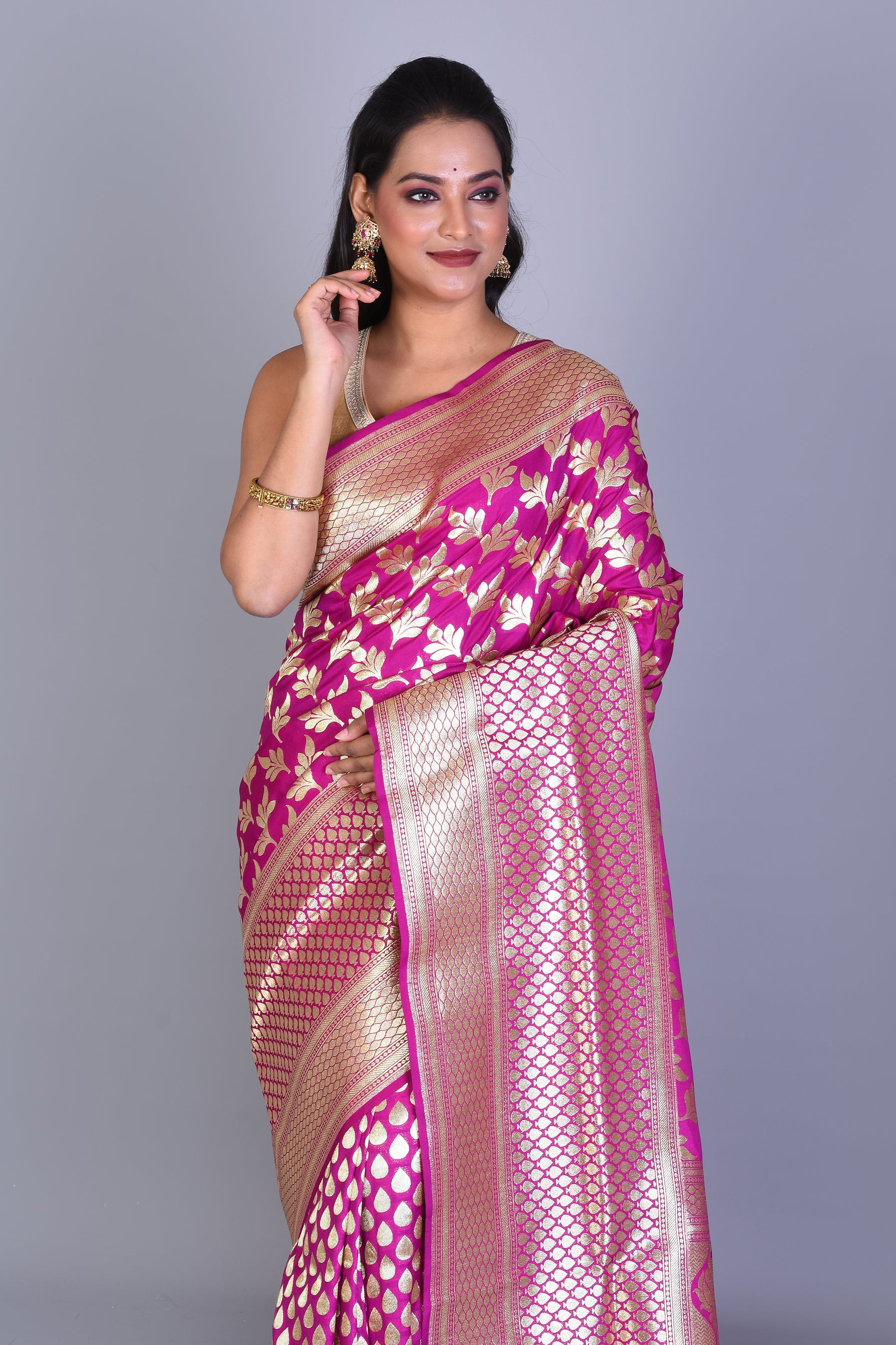 Pink Half & Half Banarasi Saree with Blouse Piece - Keya Seth Exclusive